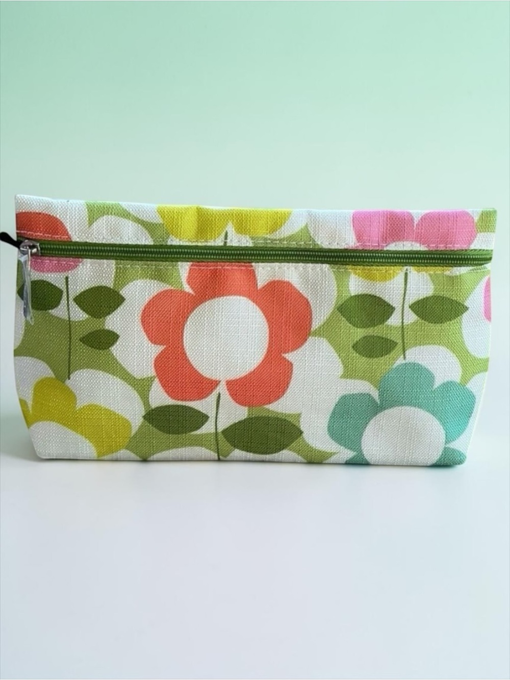 Clinique Floral Makeup Bag Cosmetic Travel Pouch Lined Zip Case
